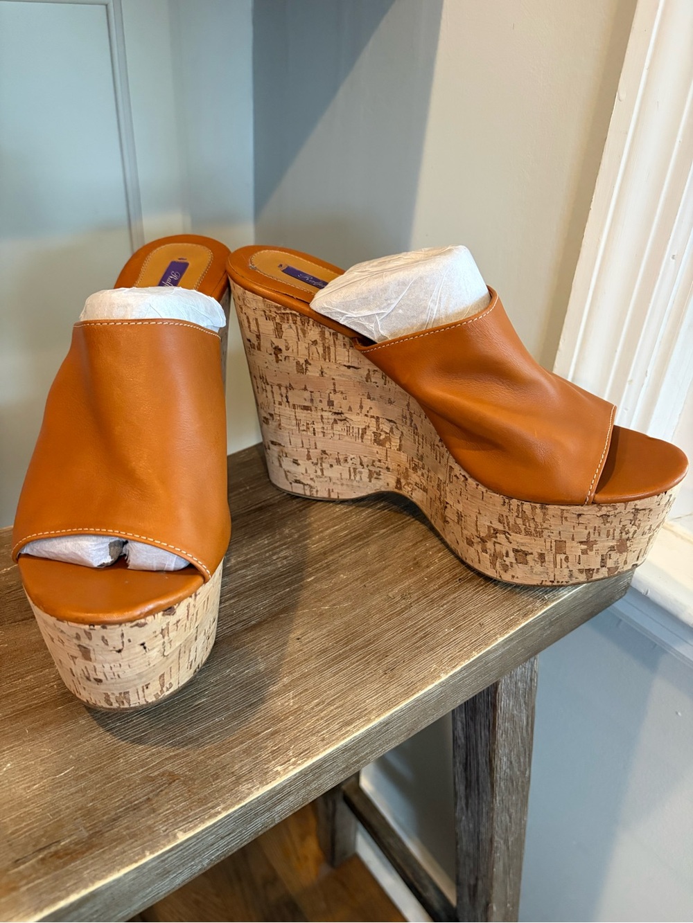 Ralph Lauren Purple Label leather sandals cork wedges wedge